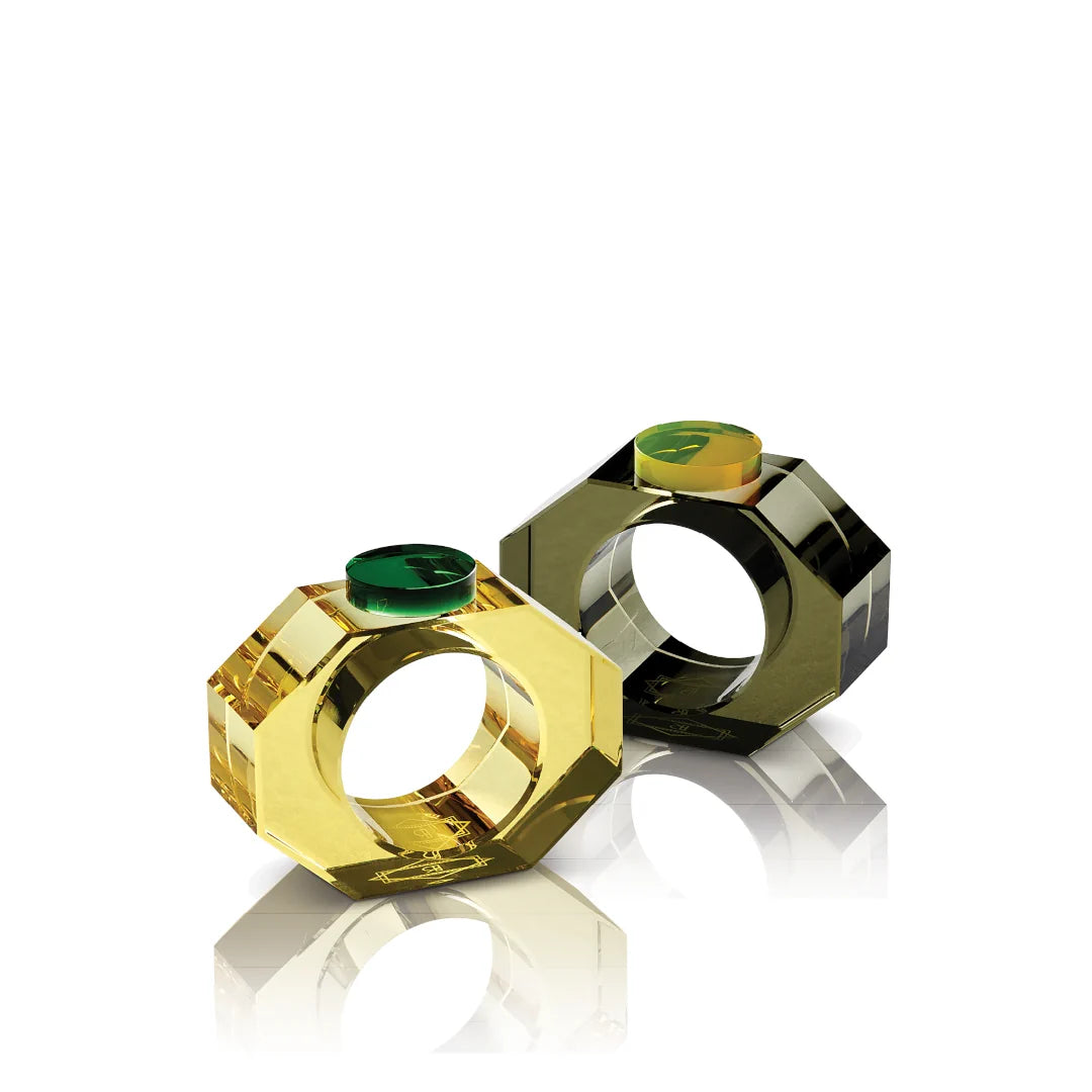 Pair of Shelby Napkin Rings Yellow/Green & Grey/Neon Yellow