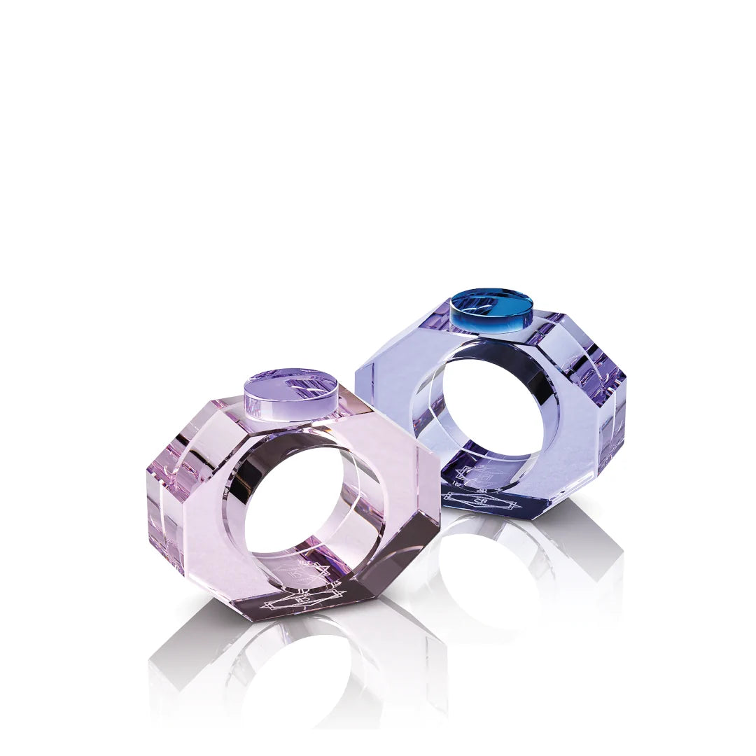 Pair of Shelby Napkin Rings Rose/Purple & Purple/Blue